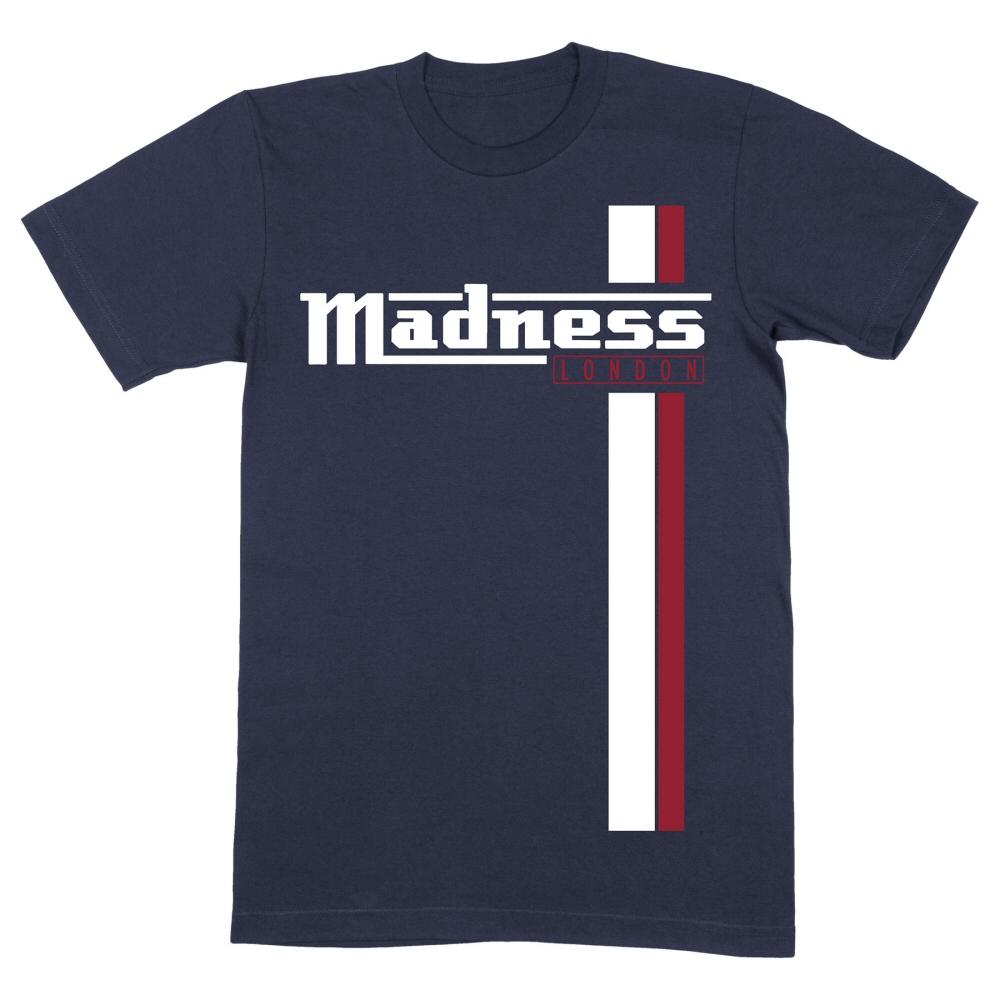 Official Madness Twin Racing Stripe Logo T-Shirt Navy