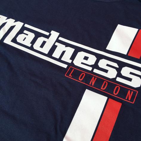 Official Madness Twin Racing Stripe Logo T-Shirt Navy Thumbnail 2