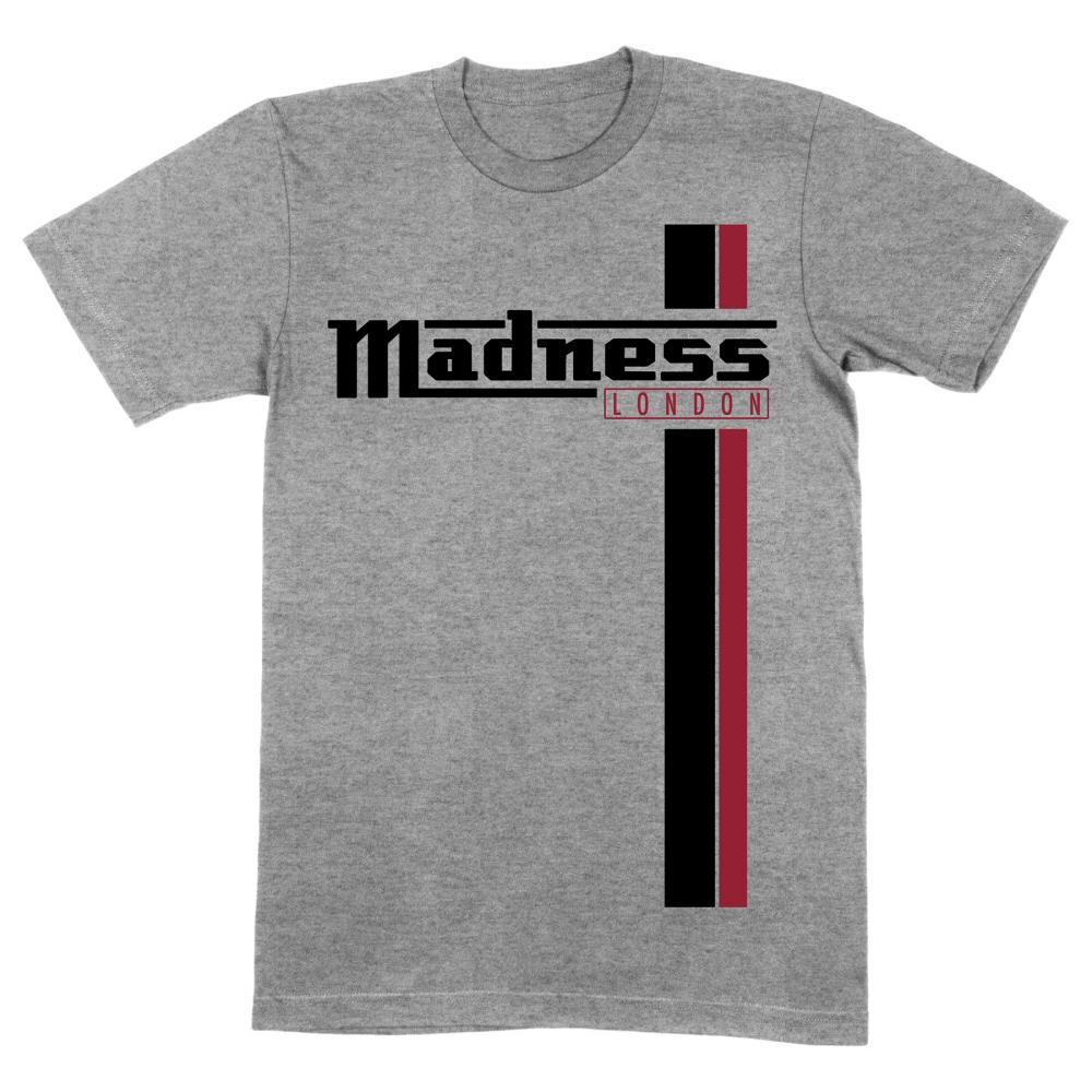 Official Madness Twin Racing Stripe Logo T-Shirt Grey