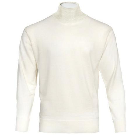 Franco Ponti Made in Italy Merino Wool ROLLNECK Jumper Ecru Thumbnail 1