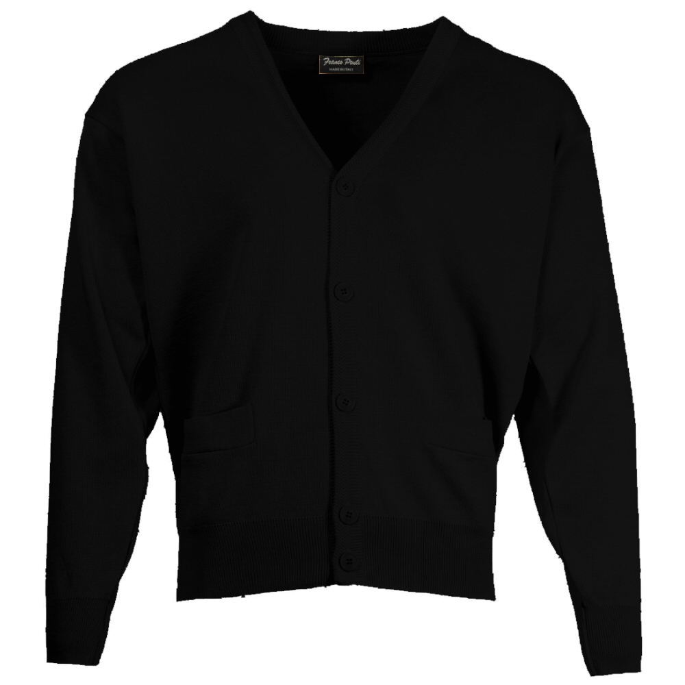 Franco Ponti Made in Italy Merino Wool Button-Thru CARDIGAN Black ...