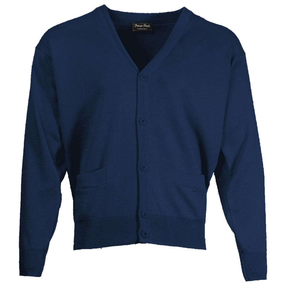 Franco Ponti Made in Italy Merino Wool Button-Thru CARDIGAN Blue