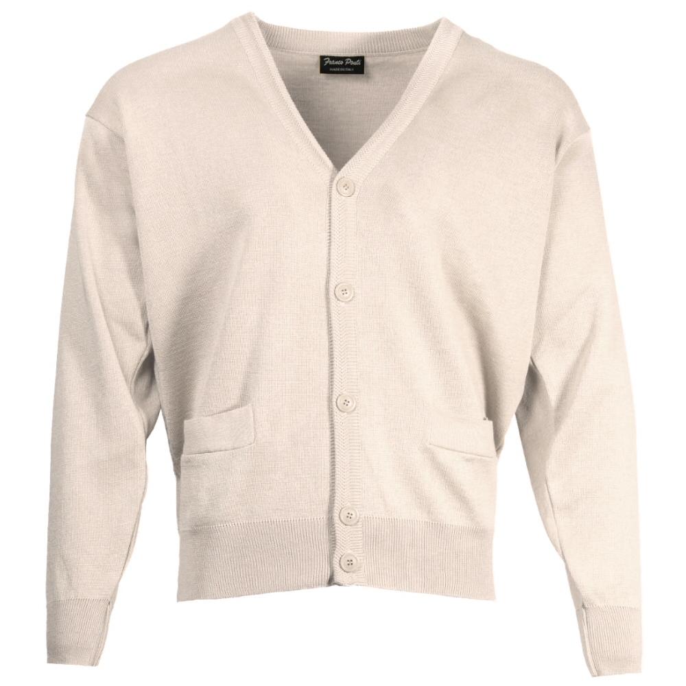 Franco Ponti Made in Italy Merino Wool Button-Thru CARDIGAN Oatmeal