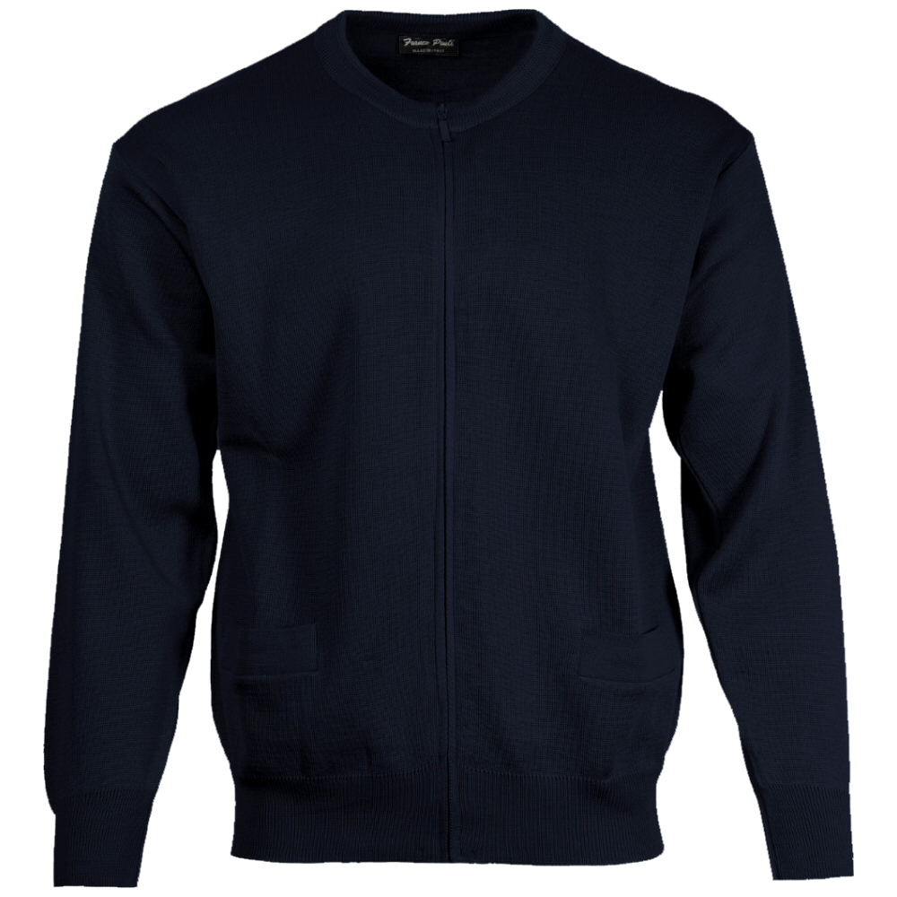 Franco Ponti Made in Italy Merino Wool ZIP-Thru CARDIGAN Navy | Adaptor ...