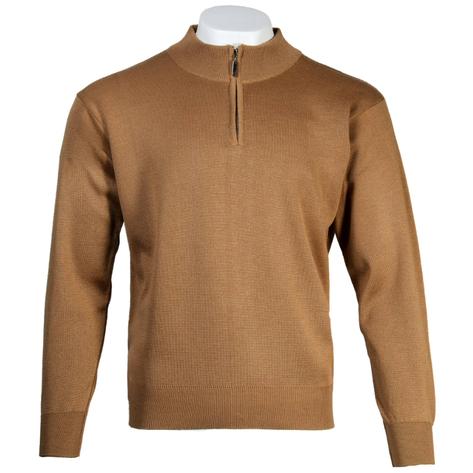 Franco Ponti Made in Italy Merino Wool FUNNEL Neck Jumper Camel Thumbnail 1