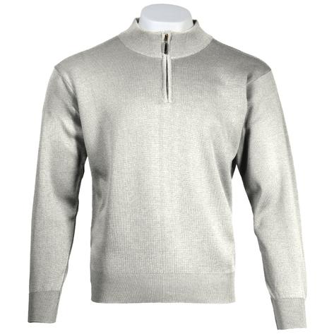 Franco Ponti Made in Italy Merino Wool FUNNEL Neck Jumper Light Grey Thumbnail 1