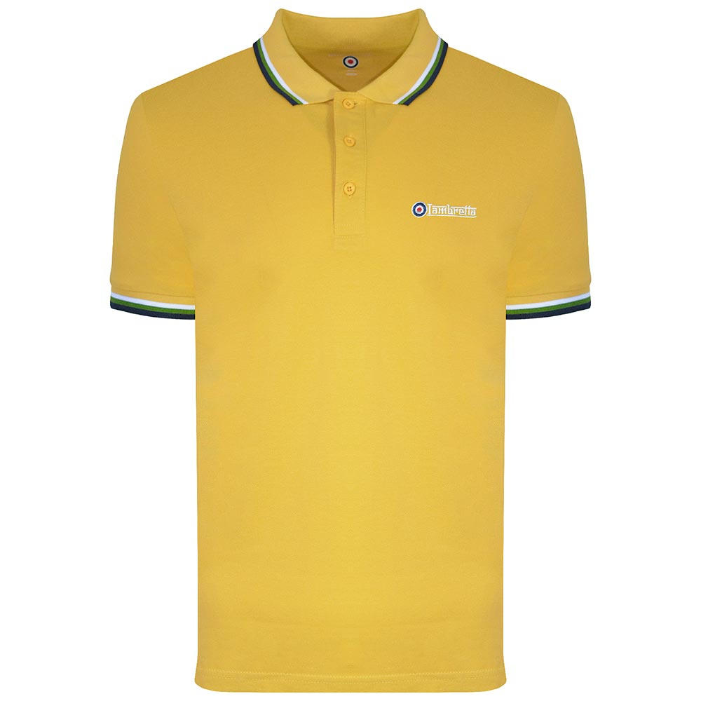 Lambretta Target Logo 3 Button Tri-Tipped Pique Polo Shirt Mustard Yellow