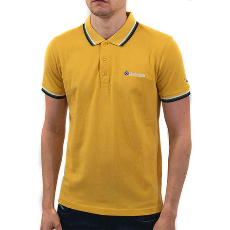 Lambretta Target Logo 3 Button Tri-Tipped Pique Polo Shirt Mustard Yellow Thumbnail 3