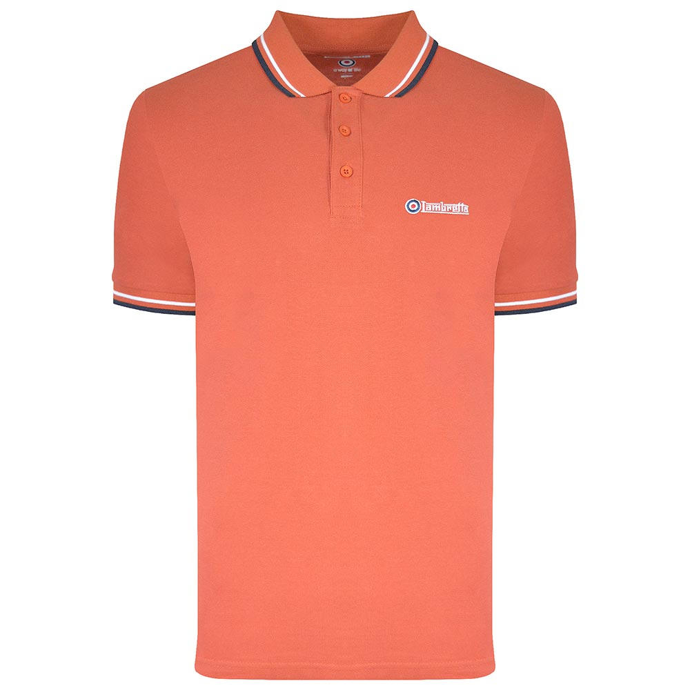 Lambretta Target Logo 3 Button Twin-Tipped Pique Polo Shirt Hotsauce Orange