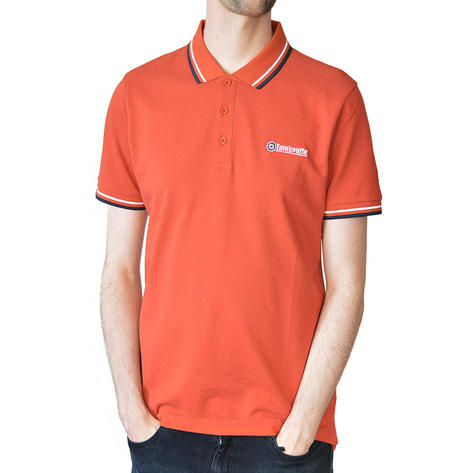 Lambretta Target Logo 3 Button Twin-Tipped Pique Polo Shirt Hotsauce Orange Thumbnail 3