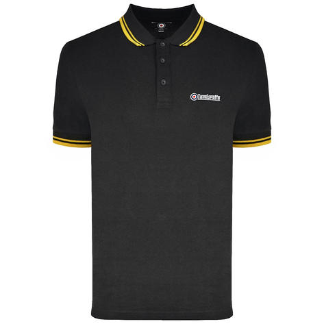 Lambretta Target Logo 3 Button Twin-Tipped Pique Polo Shirt Black / Gold