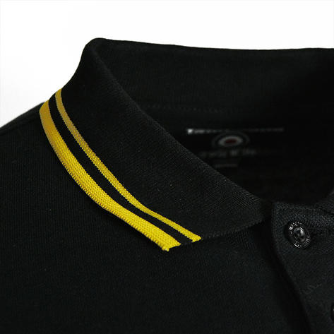 Lambretta Target Logo 3 Button Twin-Tipped Pique Polo Shirt Black / Gold Thumbnail 3