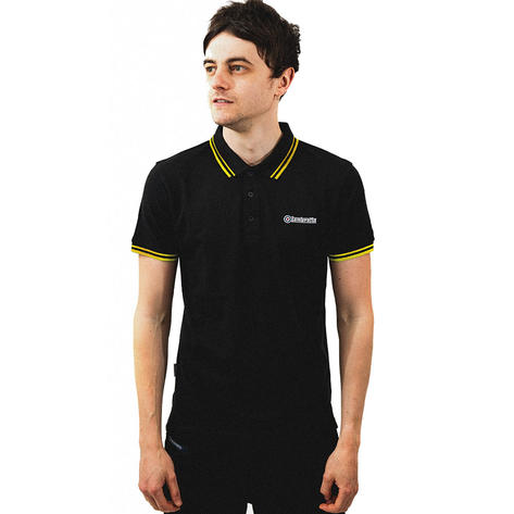 Lambretta Target Logo 3 Button Twin-Tipped Pique Polo Shirt Black / Gold Thumbnail 4