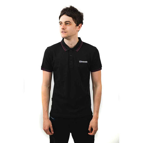 Lambretta Target Logo 3 Button Twin-Tipped Pique Polo Shirt Black / Purple Thumbnail 3