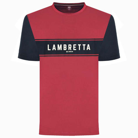 Lambretta Logo Panel T-Shirt Burgundy / Navy Thumbnail 1