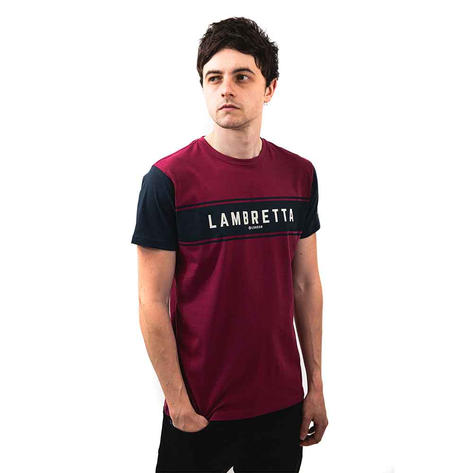 Lambretta Logo Panel T-Shirt Burgundy / Navy Thumbnail 3