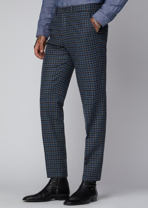 Gibson London Teal Check Trousers Thumbnail 2