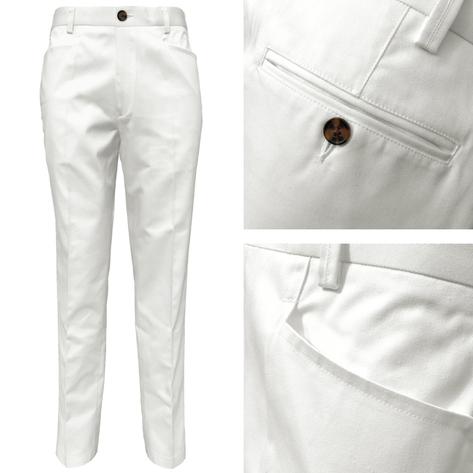 Adaptor Clothing Cotton Frogmouth Pocket Slim Trouser White