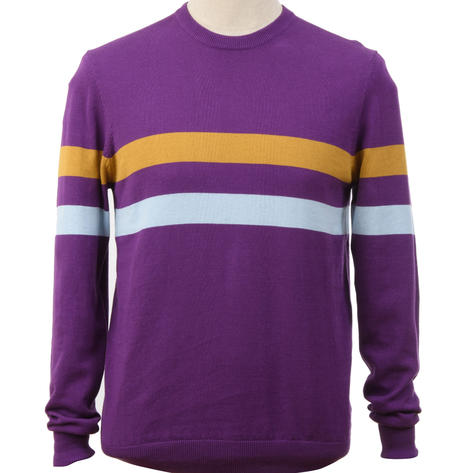 Art Gallery Exclusive Collaboration Scene Stripe Crew Neck Knit Purple Thumbnail 1