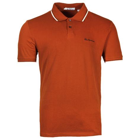 Ben Sherman Tipped Pique Polo Shirt Burnt Orange Thumbnail 1