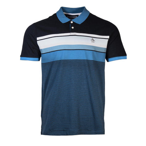 Original Penguin Engineered Stripe Polo Shirt Blue Thumbnail 1