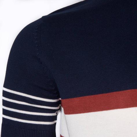 Ben Sherman Zip Neck Knit Stripe Cycling Top Navy Thumbnail 4