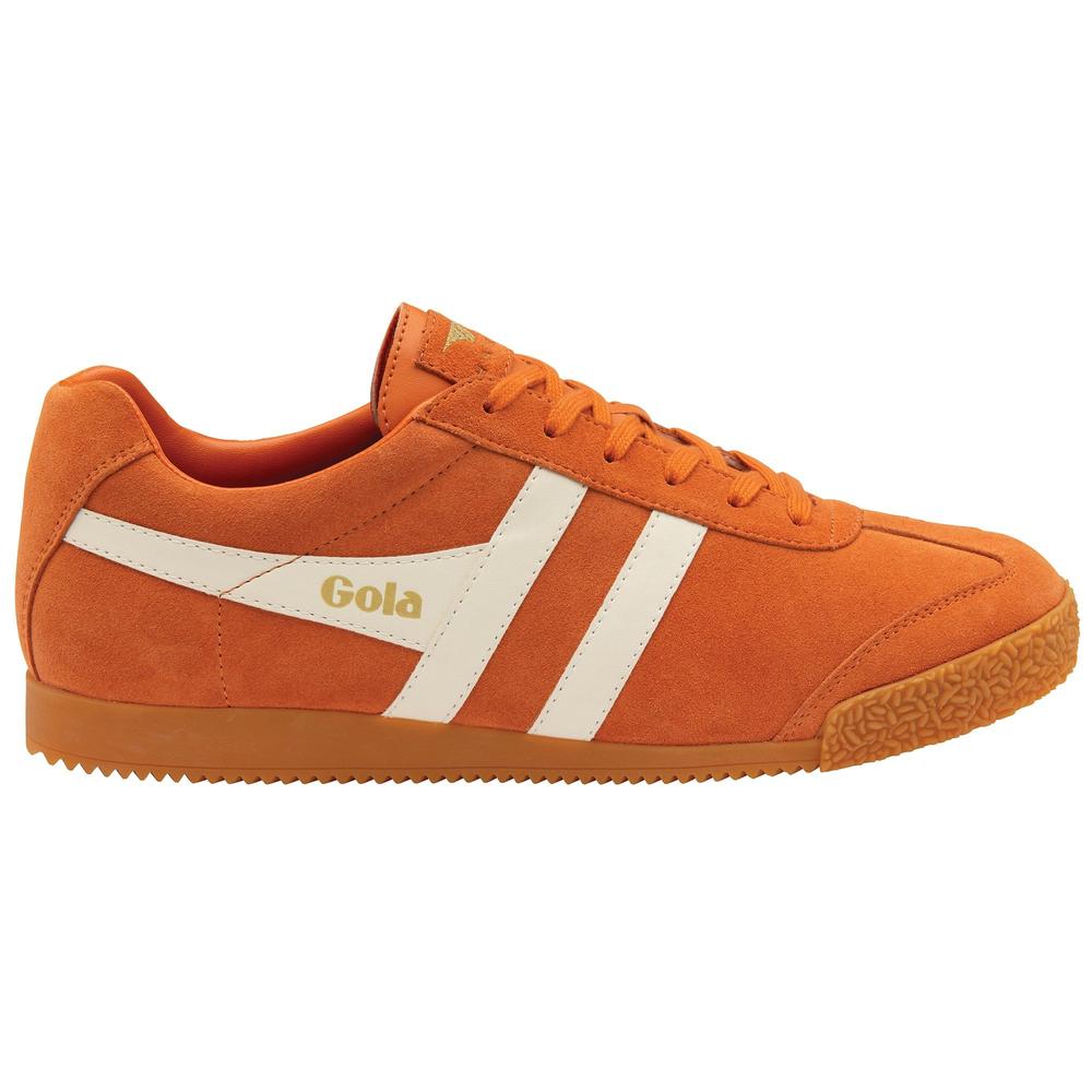 Gola Harrier Classic Twin Stripe Suede Trainer Moody Orange / Off White