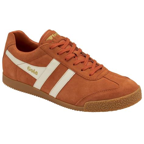 Gola Harrier Classic Twin Stripe Suede Trainer Moody Orange / Off White Thumbnail 2