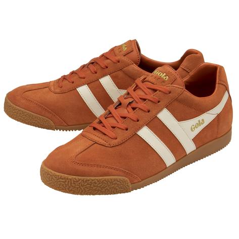 Gola Harrier Classic Twin Stripe Suede Trainer Moody Orange / Off White Thumbnail 3