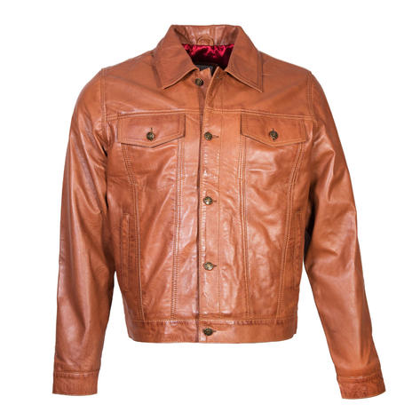 Adaptor Clothing Buttersoft Leather Trucker Jacket Aged Tan Thumbnail 1