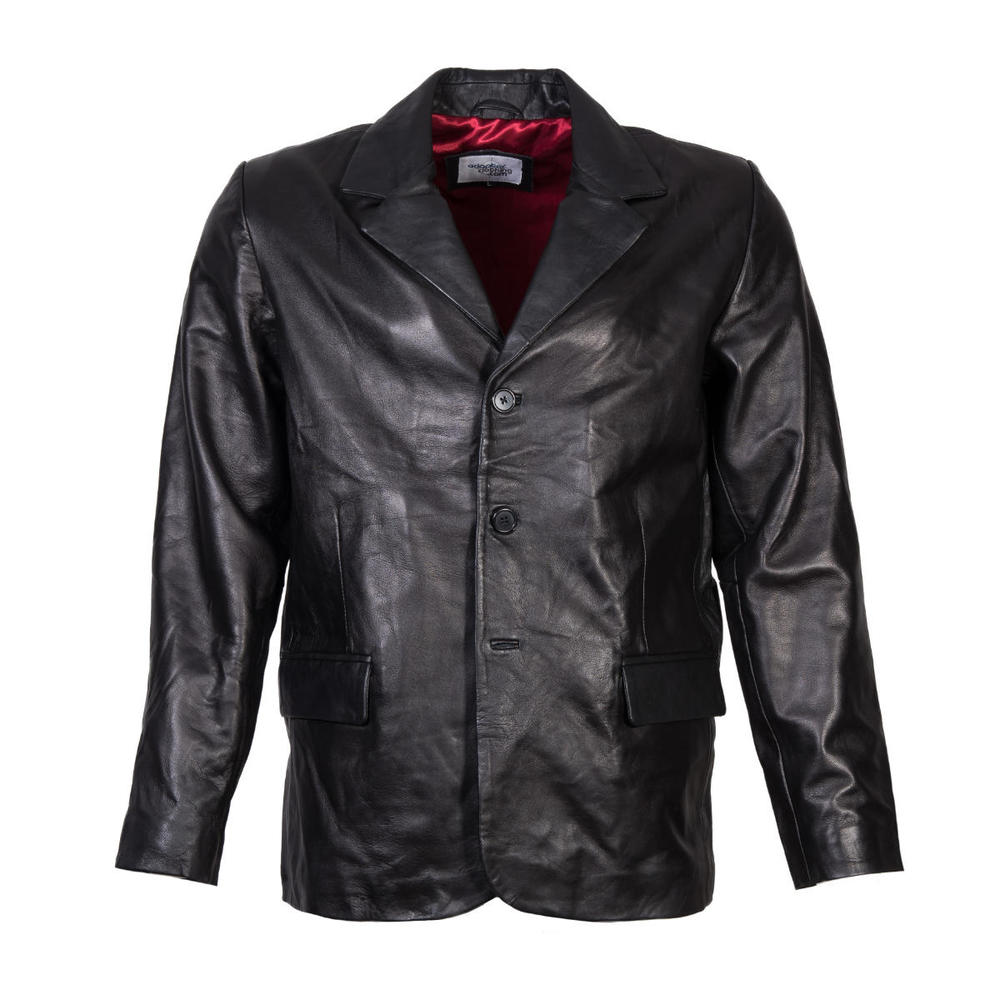 Adaptor Clothing Buttersoft Leather 3 Button SB Jacket Black