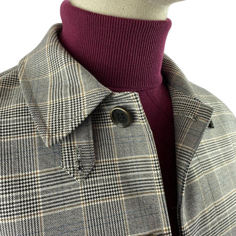 Trojan Fly Front Prince Of Wales Check Mac Coat Thumbnail 2