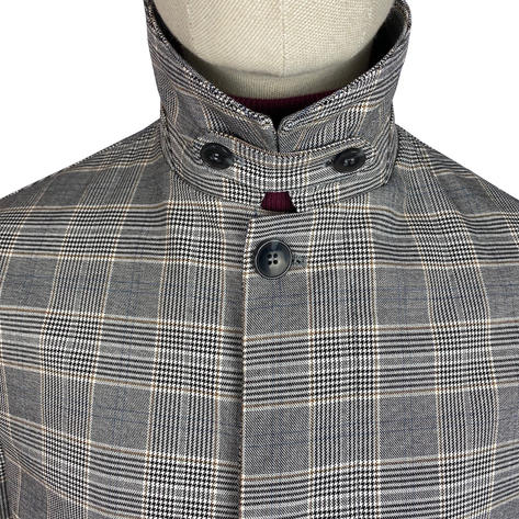 Trojan Fly Front Prince Of Wales Check Mac Coat Thumbnail 4