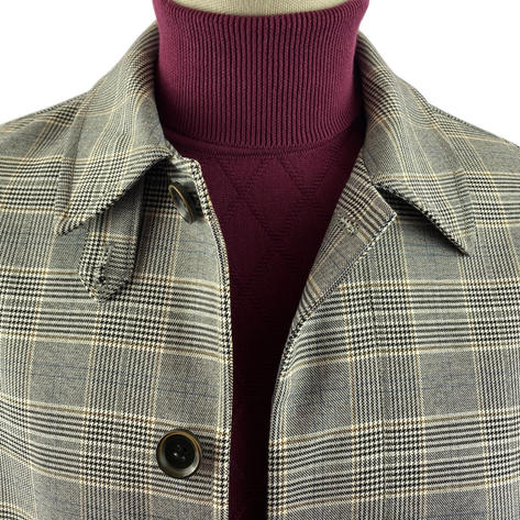 Trojan Fly Front Prince Of Wales Check Mac Coat Thumbnail 3