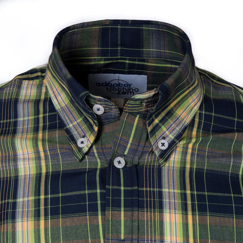 Adaptor Clothing Plaid Check Long Sleeve Shirt Navy/Green