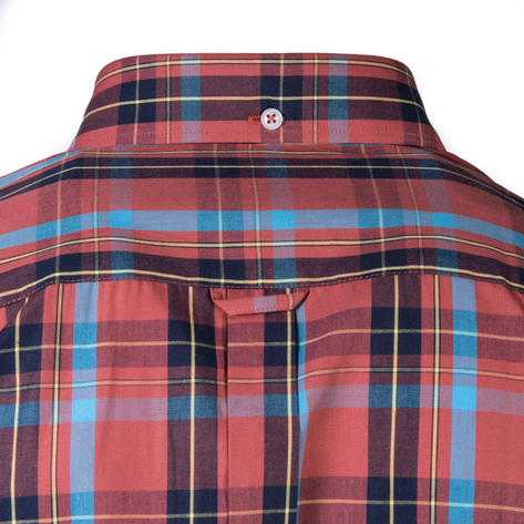 Adaptor Clothing Windowpane Long Sleeve Check Shirt Rust Thumbnail 3
