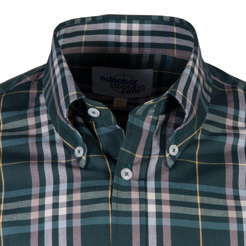 Adaptor Clothing Windowpane Long Sleeve Check Shirt Green