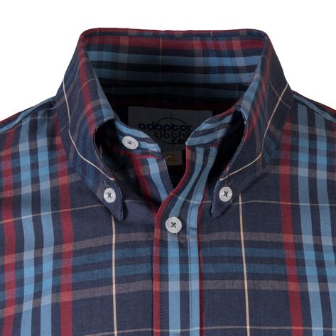 Adaptor Clothing Windowpane Long Sleeve Check Shirt Navy Thumbnail 1