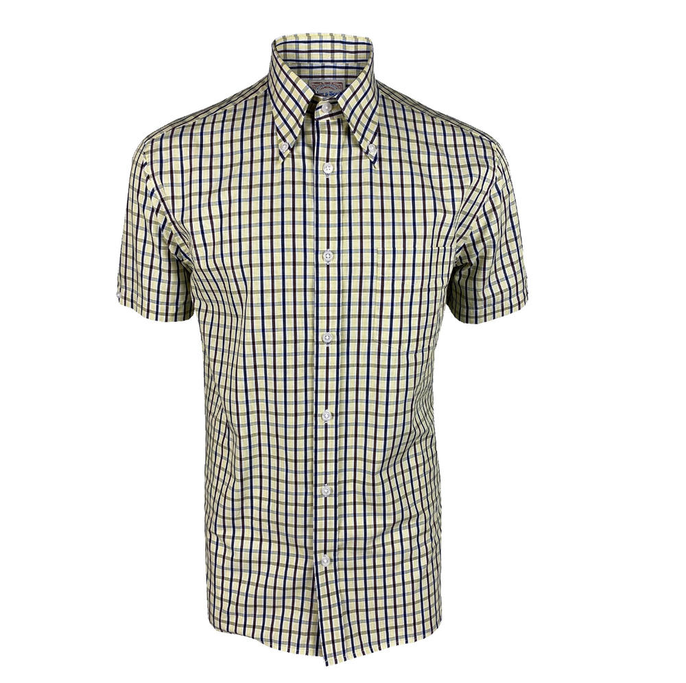 Ska & Soul Spearpoint Button Down Collar Check Shirt Lemon