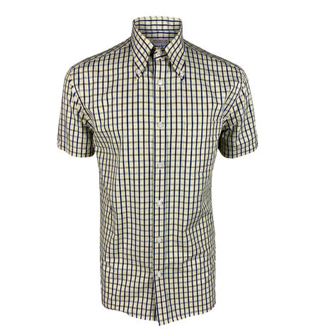 Ska & Soul Spearpoint Button Down Collar Check Shirt Lemon Thumbnail 1