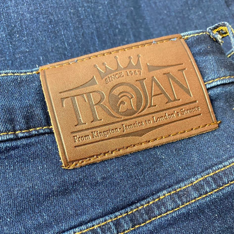 Trojan Records Zip Fly Washed Blue Denim Jeans Thumbnail 2