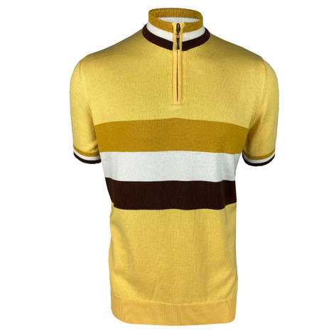 Ska & Soul Fine Gauge Knit Block Stripe Cycling Top Lemon Thumbnail 1