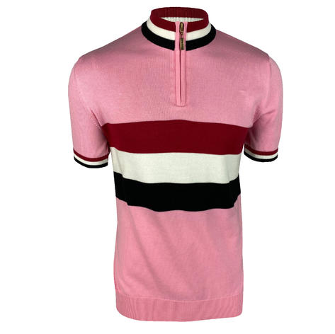 Ska & Soul Fine Gauge Knit Block Stripe Cycling Top Pink Thumbnail 1