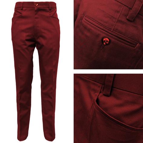 Adaptor Clothing Cotton Frogmouth Pocket Slim Trouser Burgundy Thumbnail 1