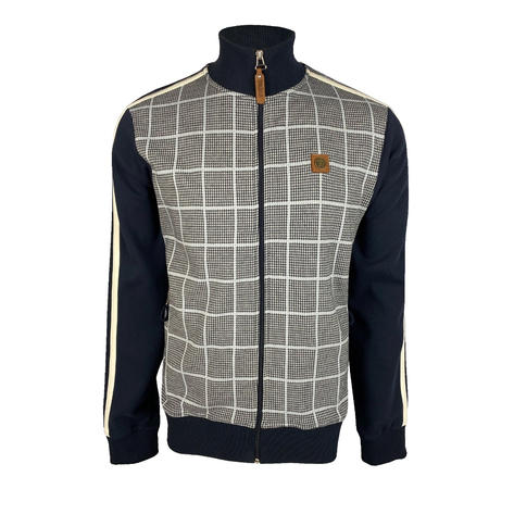 Trojan Records Dogtooth Check Track Top Navy Thumbnail 1