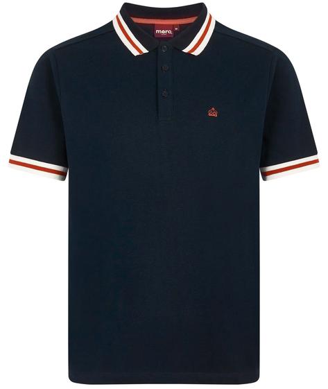 Merc London Wide Tipping Pique Polo Shirt Blue