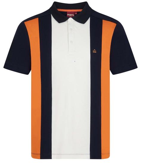 Merc London Block Stripe Polo Shirt Navy Blue Thumbnail 1