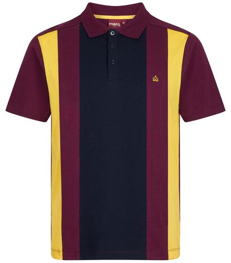 Merc London Block Stripe Polo Shirt Burgundy