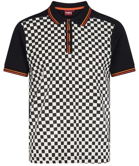 Merc London Checkerboard Polo Shirt Black Thumbnail 1