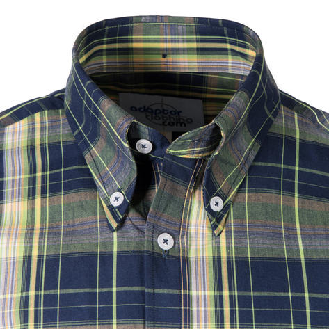 Adaptor Clothing Windowpane Short Sleeve Plaid Check Shirt Navy Thumbnail 2